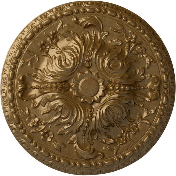 Ekena Millwork 19-5/8 in. x 3/4 in. Amelia Urethane Ceiling Medallion (Fits Canopies upto 2-3/8 in.), Pale Gold