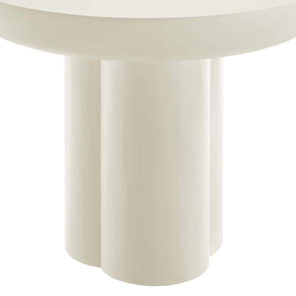Caspian 40" White Round Concrete Dining Table with Pedestal Base