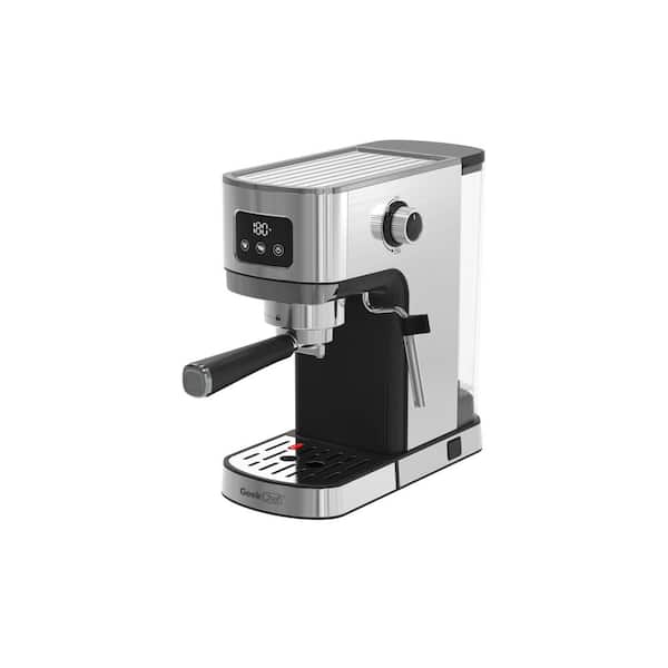 Flynama 2 Cup Silver Stainless Steel Espresso Machine Coffee Maker with Filter and Milk Frother Steam Wand