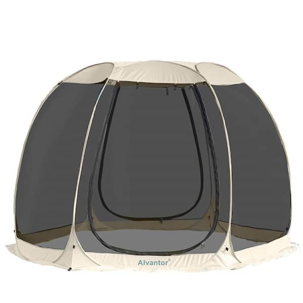 Alvantor 10 ft. x 10 ft. Beige Instant Pop Up Screen House Room Camping Tent, Mesh Walls, UPF 50+ UV Protection, Not Waterproof