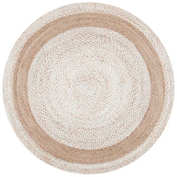 SAFAVIEH Natural Fiber Beige 6 ft. x 6 ft. Woven Border Round Area Rug