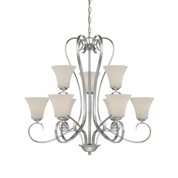 Millennium Lighting Fair Lane 9-Light Chrome Chandelier with Etched White Glass