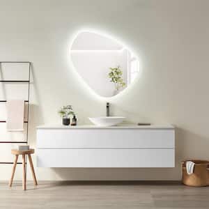 Rasso 39 in. W x 38 in. H Medium Novelty/Specialty Frameless LED Light Wall Bathroom Vanity Mirror in Clear Glass
