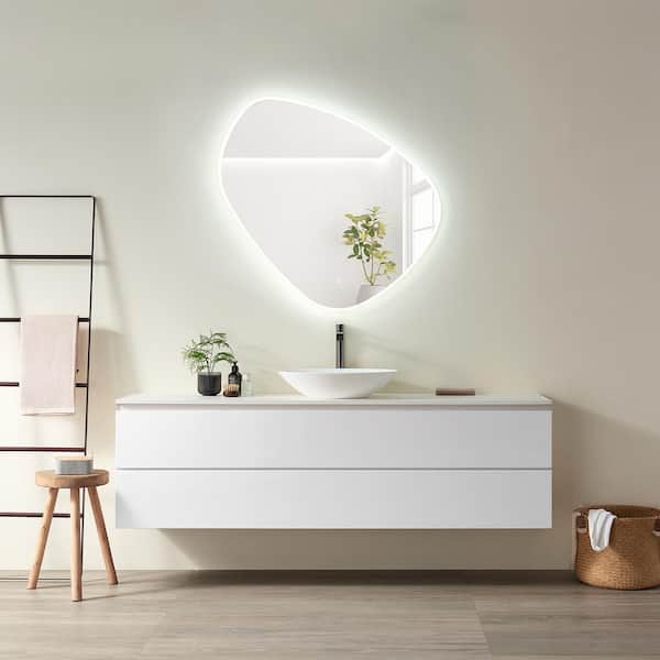 Altair Rasso 39 in. W x 38 in. H Medium Novelty/Specialty Frameless LED Light Wall Bathroom Vanity Mirror in Clear Glass