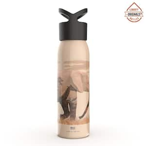 24 oz. Savanna Safari Cream Reusable Single Wall Aluminum Water Bottle with Threaded Lid