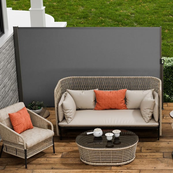 Retractable Side Awning 79 in. x 118 in. Outdoor Privacy Screen, 180 g Polyester Water-Proof Retractable Patio Screen