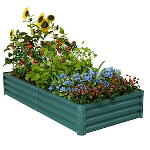 6 ft. x 3 ft. x 1 ft. Galvanized Steel Raised Garden Bed Planter Box for Vegetables, Flowers, Herbs