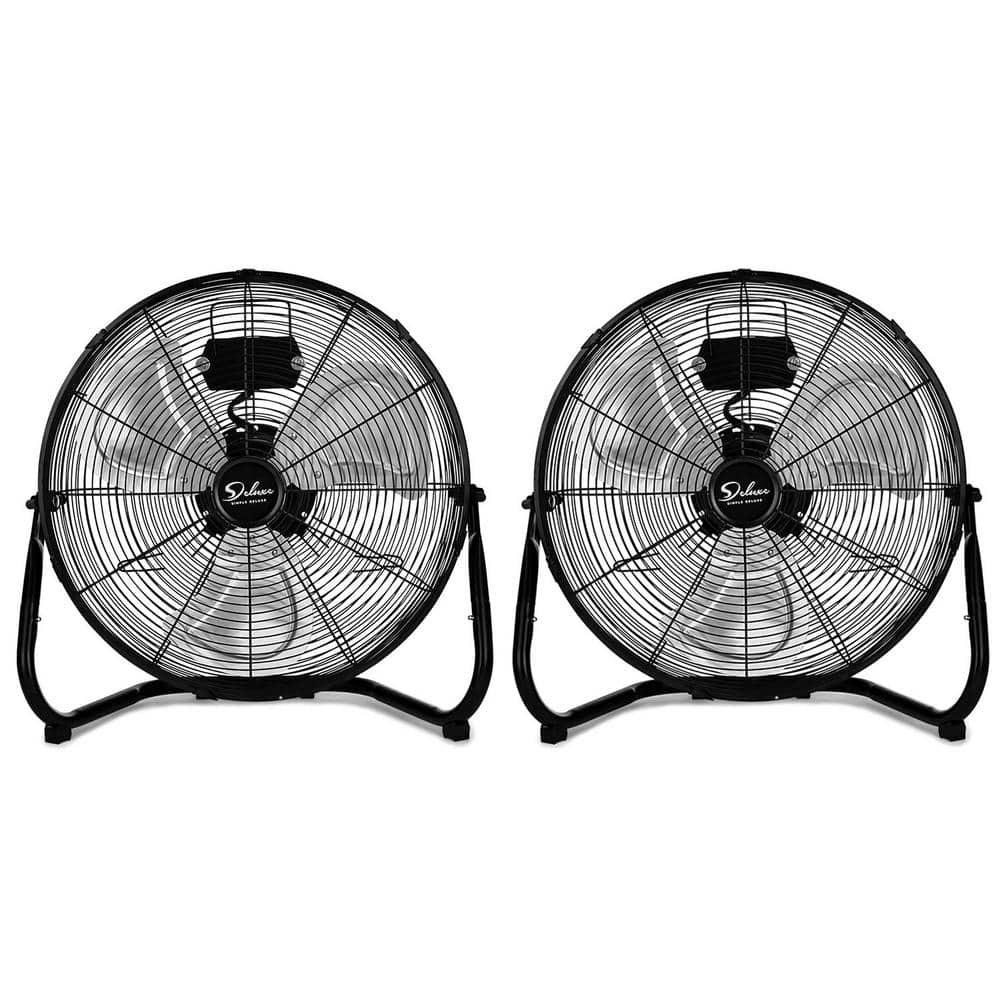 Heavy Duty Industrial 20 in. 3 fan speeds Floor Fan in Black with High velo