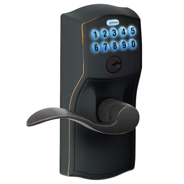 Schlage Camelot Aged Bronze Keypad Door Lock with Accent Handle