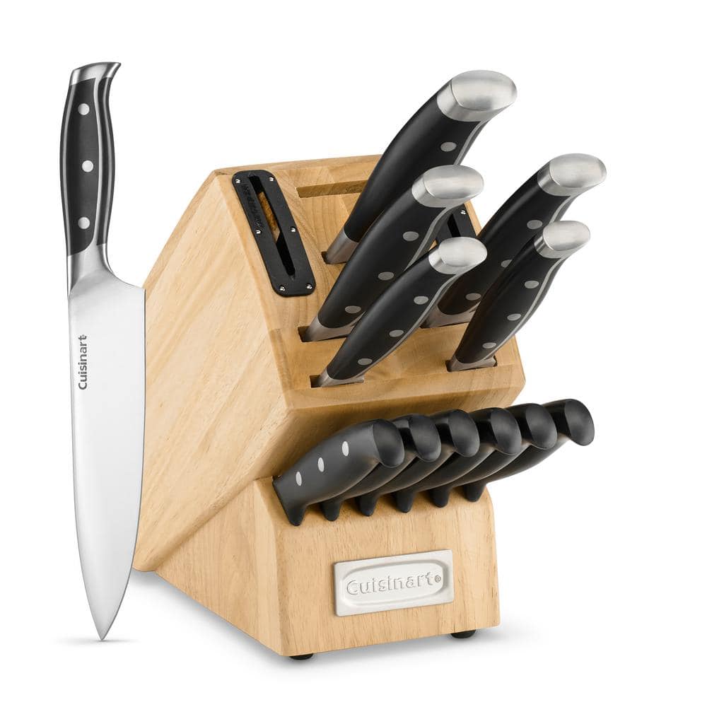 Classic 15-Piece Triple Rivet Cutlery Set with Wooden Block, Cuisinart