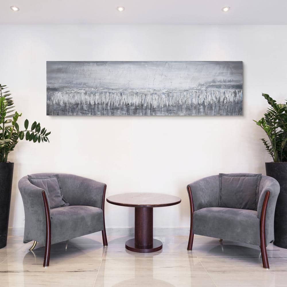Silver Dust Textured Metallic Abstract Landscape Canvas Art, 20" x 72"