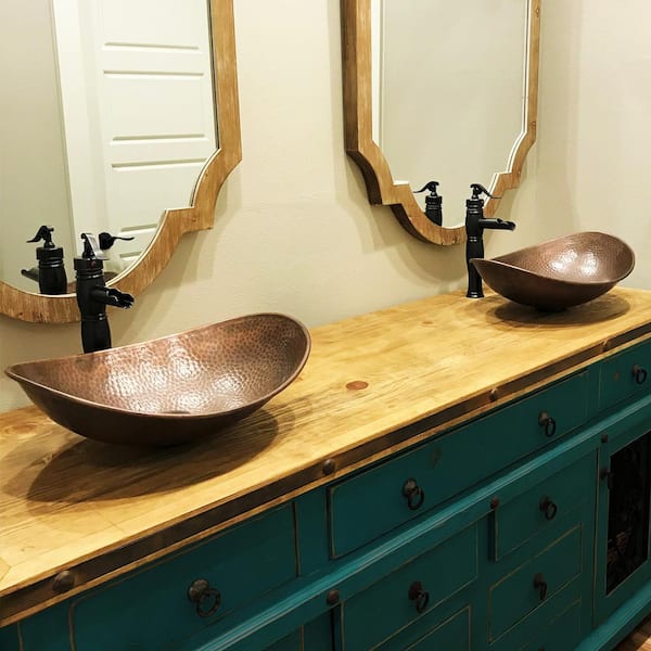 SINKOLOGY Confucius 19 in. Copper Vessel Sink Handmade Pure Copper Sink in Antique Copper SINKOLOGY Confucius 19 in. Copper Vessel Sink Handmade Pure Copper Sink in Antique Copper