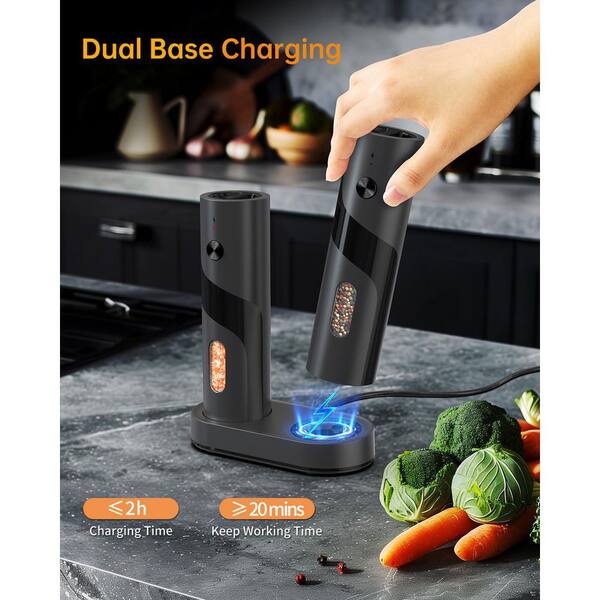 JFVKAF Rechargeable Electric Salt and Pepper Grinder Set with