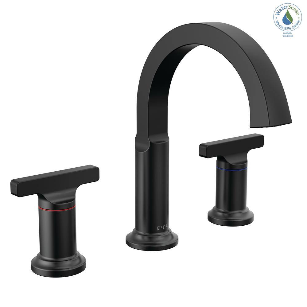Tetra Matte Black Widespread Bathroom Faucet with Diamond Seal Technology