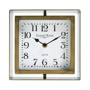 Rotating Table Clock, Non-Ticking Silent Battery Operated Decorative Mantel Desk Shelf Metal Clock for Home, Gold