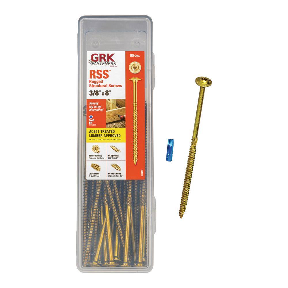 GRK Fasteners 3/8 in. x 8 in. Star Drive Low Profile Washer Head RSS Structural Alternative Lag