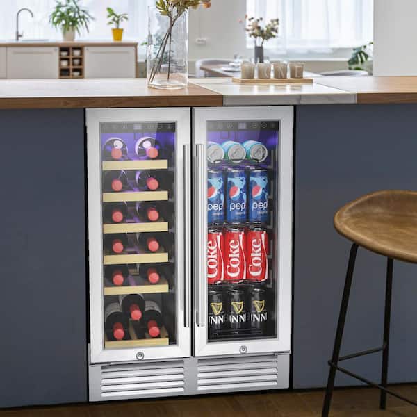 COWSAR Wine Refrigerator 24 in. Dual Zone 18-Bottle 66-Can