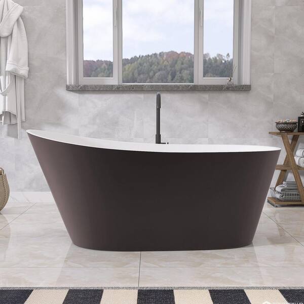 Getpro 59 in. x 29.1 in. Acrylic Free Standing Flat Bottom Bathtub Oval