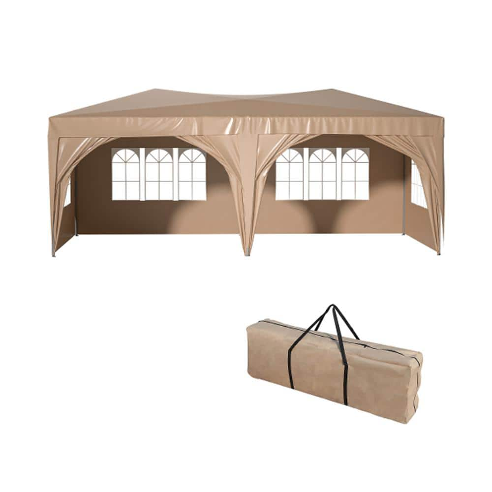 ITOPFOX 10 Ft X 20 Ft Outdoor Steel Event Party Folding Tent Canopy And Gazebo With 6