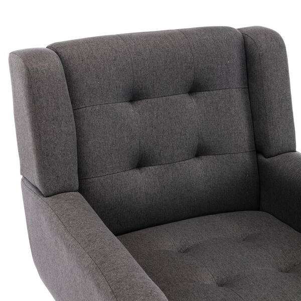 Unbranded Dark Gray Linen Material Accent Chair Bedroom Chair WSJW67634085