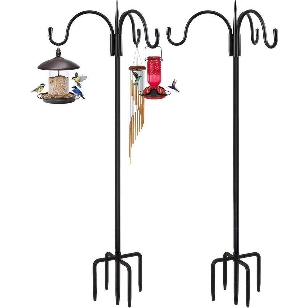 76 in. 3-Shepherd Hooks Metal Bird Feeder Pole with 5 Prong Base Adjustable Shepard Hooks(2 Pack) price history on PriceWatchPro