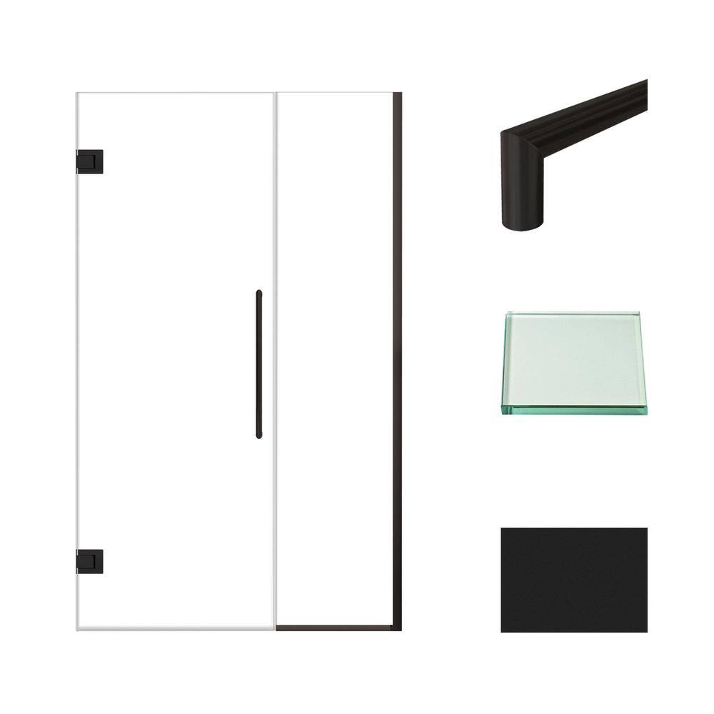 Elizabeth Matte Black Frameless Shower Door with Clear Glass