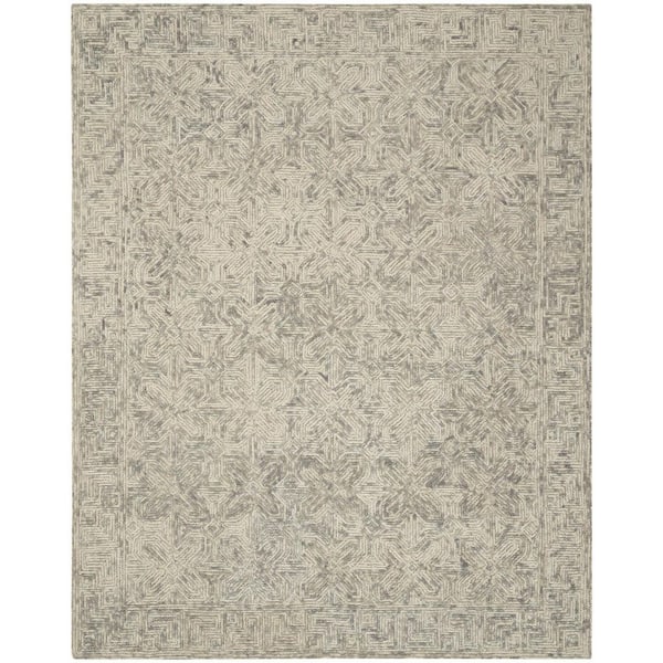 8 ft. x 12 ft. Gray Abstract WashableArea RugRunner Rug