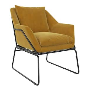 Ari Mustard Yellow Velvet Upholstered Accent Chair