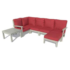 Bespoke Deep Seating 7-Piece Plastic Outdoor Sectional Set with Ottoman and Side Table and with Cushions