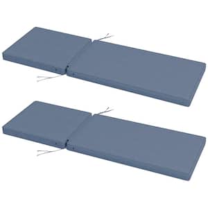 2 Patio Chaise Lounge Chair Cushions with Backrests, Replacement Patio Cushions with Ties, Blue