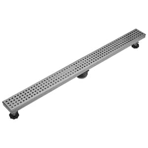 32 in. Stainless Steel Linear Shower Drain with Slot Pattern Drain Cover in Brushed Nickel
