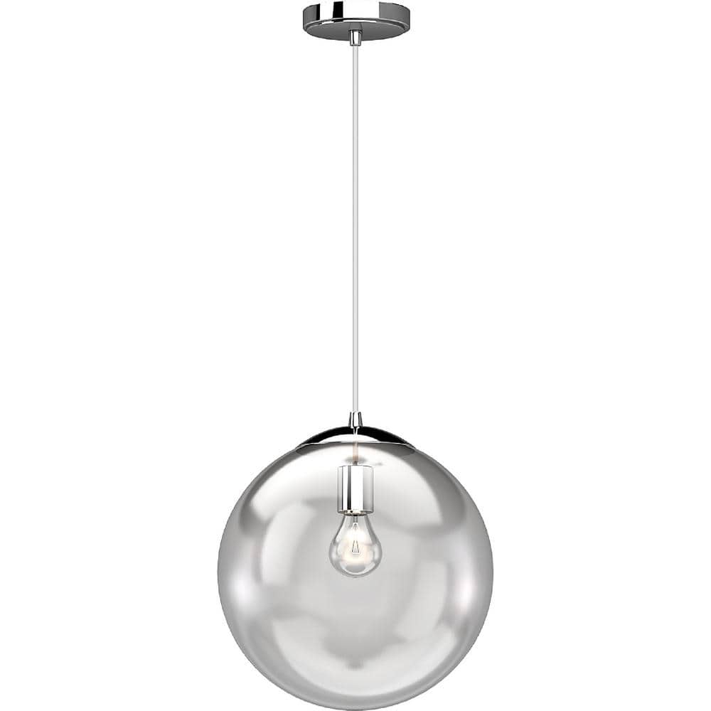 1-Light 12 in. Chrome Globe Shade Indoor Mini Pendant with Clear Glass price history on PriceWatchPro