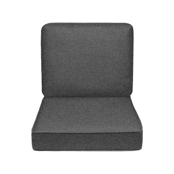 HAVEN WAY 24 in. x 24 in. 2-Piece Universal Outdoor Deep Seat Lounge Chair  Cushion in Charcoal (1-Pack) 89-CL24SB - The Home Depot