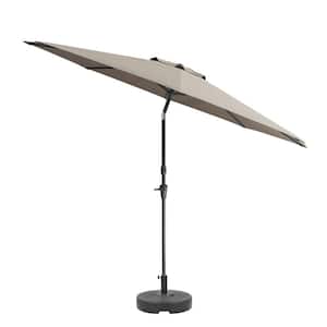10 ft. Aluminum Wind Resistant Market Tilting Patio Umbrella and Base in Sand Grey