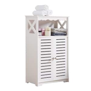 SignatureHome Carol White Finish 30" In. H Bathroom Storage Cabinet With 1 Open Shelf, 2 Shelves Behind. (18Lx10Wx30H)