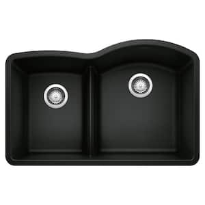 DIAMOND 32 in. Undermount Double Bowl Coal Black Granite Composite Kitchen Sink