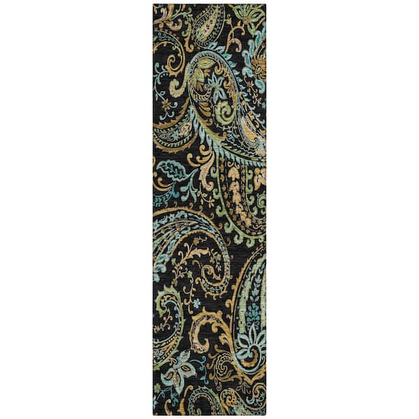 Addison Rugs Chantille ACN533 Black 2 ft. 3 in. x 7 ft. 6 in. Machine Washable Indoor/Outdoor Geometric Runner Rug