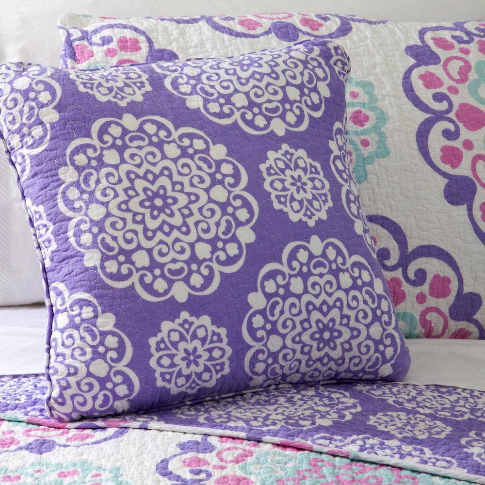 Vivian Purple Reversible Cotton Full Quilt Set