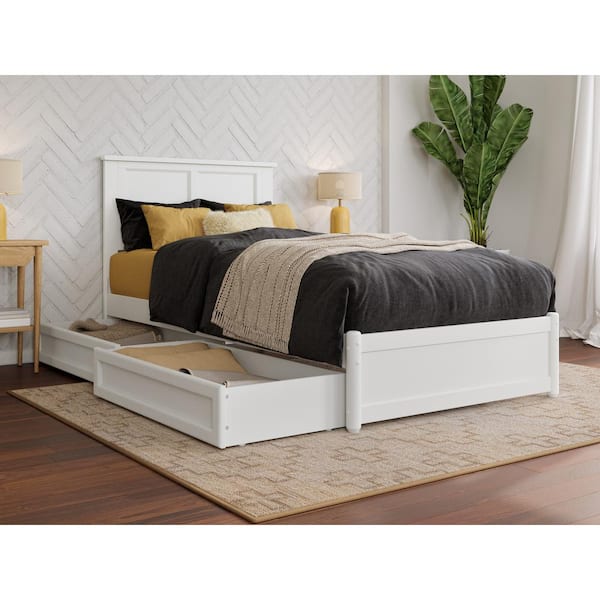 AFI Felicity White Solid Wood Frame Twin XL Platform Bed with Panel ...