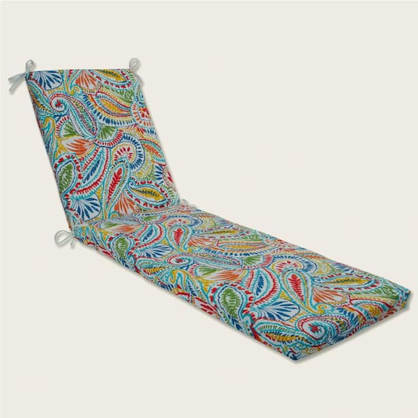 Pillow Perfect Paisley 23 in. x 30 in. Deep Seating Outdoor Chaise Lounge Cushion in Blue/Multi Ummi