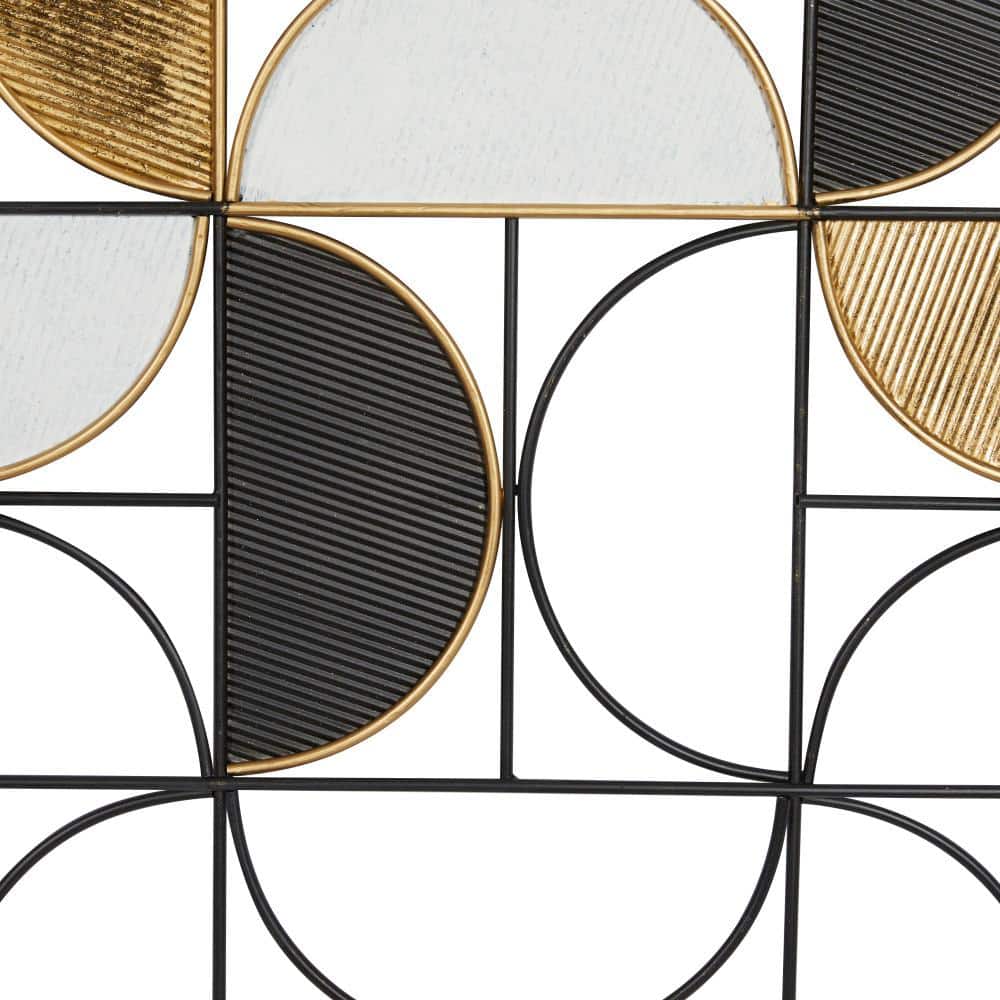 Black and Gold Geometric Half Moon Metal Wall Art