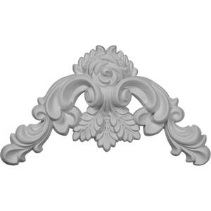 Ekena Millwork ONL13X05X01NA 13 3/4-Inch W X 5 1/2-Inch H X 1-Inch P Nadia Decorative Rose Center with Scrolls Onlay