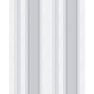 Mirabelle Silver Stripe Vinyl Peelable Wallpaper (Covers 56.4 sq. ft.)