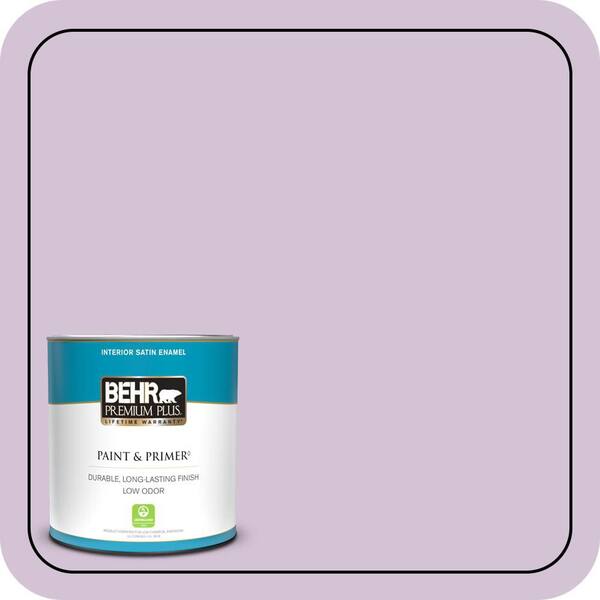 BEHR PREMIUM PLUS 1 qt. #M100-2 Seedless Grape Satin Enamel Low Odor Interior Paint & Primer