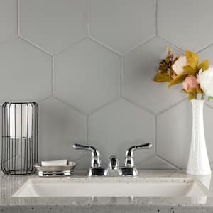Textile Basic Hex Silver 8-5/8 in. x 9-7/8 in. Porcelain Floor and Wall Take Home Tile Sample