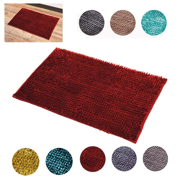 Satiny Microfiber Bath Mat Shaggy Loop 20 X 31 Red 7725130 The Home Depot