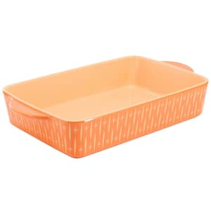 Breakfast 13 in. x 9 in. Rectangular Stoneware Baker in Orange