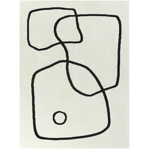 Ba x ter White 5 ft. 3 in. x 7 ft. Abstract Area Rug