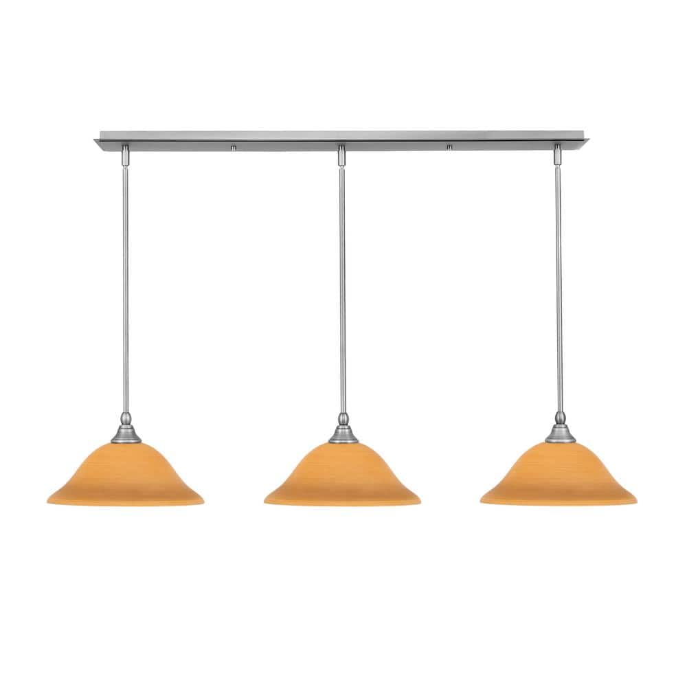 Livingston 100-Watt 3-Light Nickel Shaded Pendant Light with 12 Cayenne 