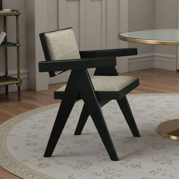 Toty Black and Light Gray Fabric With Cushion Dining Chair (Set of 2)